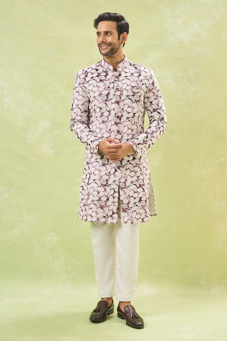Buy Arihant Rai Sinha White Silk, Velvet Embroidery Wine Sherwani And Pant Set Online at Aza Fashions Buy_Arihant Rai Sinha_White Silk, Velvet Embroidery Wine Sherwani And Pant Set _Online_at_Aza_Fashions