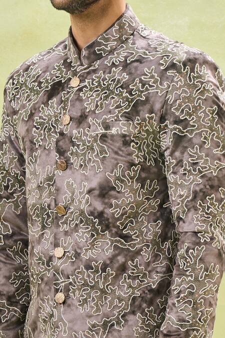 Arihant Rai Sinha_White Silk, Velvet Sequins, Embroidery Sherwani With Pant _at_Aza_Fashions