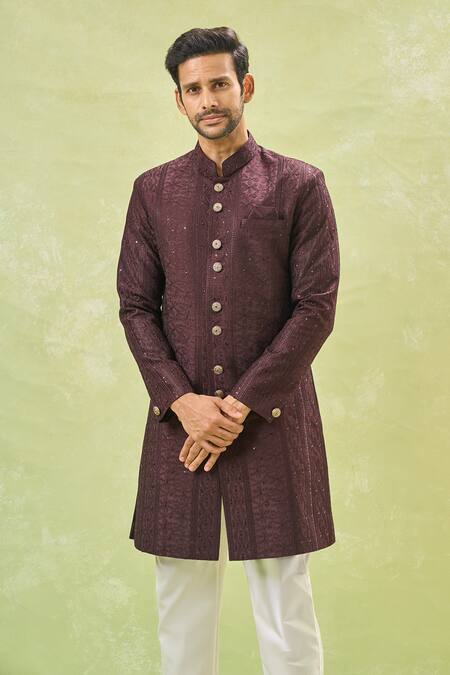 Arihant Rai Sinha_Off White Silk Sequins, Embroidery Sherwani Set With Pant _at_Aza_Fashions