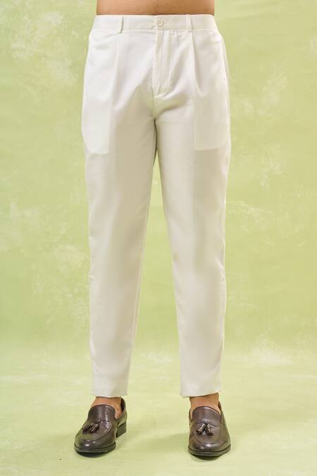 Arihant Rai Sinha_Off White Silk, Jacquard Blue Woven Sherwani And Pant Set _Online_at_Aza_Fashions