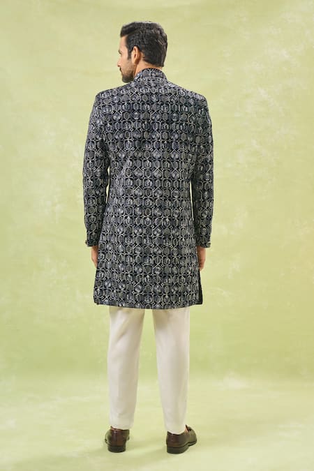 Arihant Rai Sinha Black Thread Embroidered Sherwani & Pant 