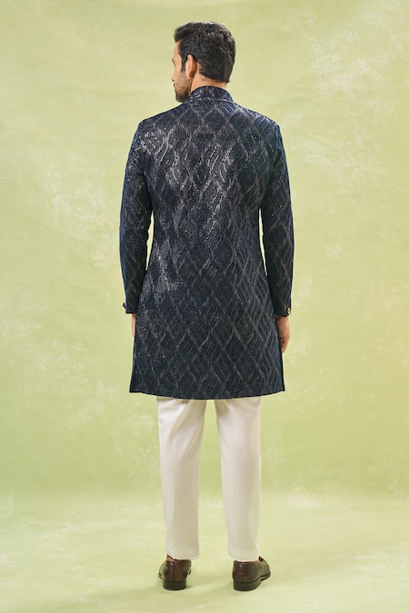 Shop Arihant Rai Sinha White Polyester, Velvet, Silk Embroidery, Sequins Thread Sherwani And Pant Set at Aza Fashions Shop_Arihant Rai Sinha_White Polyester, Velvet, Silk Embroidery, Sequins Thread Sherwani And Pant Set _at_Aza_Fashions