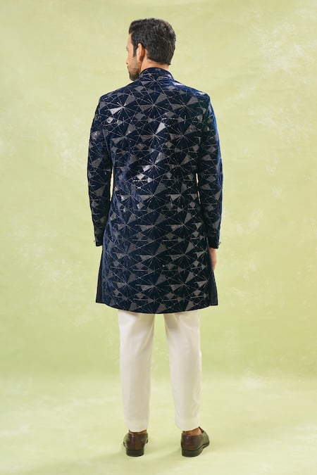 Shop Arihant Rai Sinha Off White Cotton, Velvet Embroidery Sherwani And Pant Set at Aza Fashions Shop_Arihant Rai Sinha_Off White Cotton, Velvet Embroidery Sherwani And Pant Set _at_Aza_Fashions