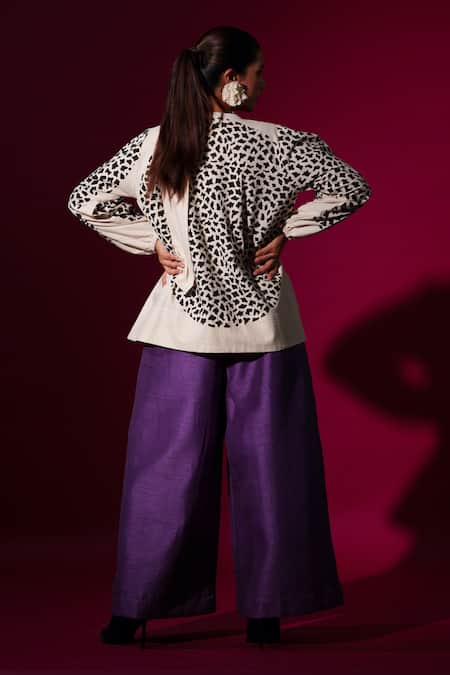 Shop_Stoique_Beige Cotton Abstract Handblock Print Tie-up Top _at_Aza_Fashions