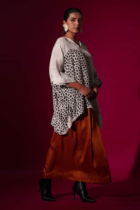 Shop_Stoique_White Silk Open Neck Abstract Handblock Print Asymmetric Top _Online_at_Aza_Fashions