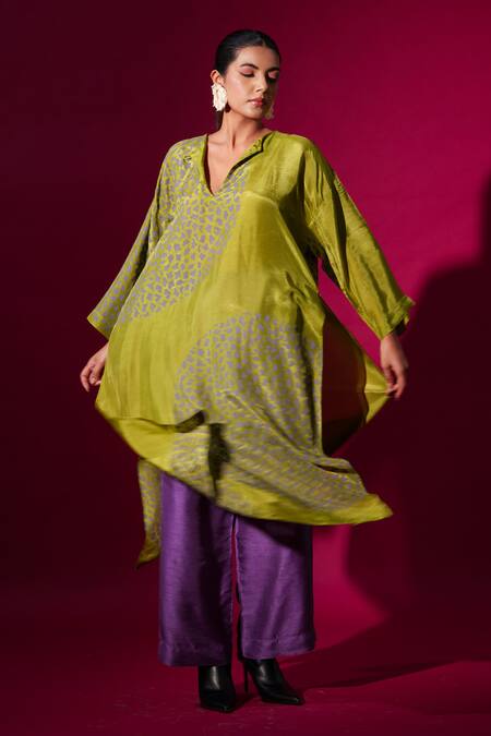 Stoique_Purple Muslin Solid Straight Trouser _Online_at_Aza_Fashions