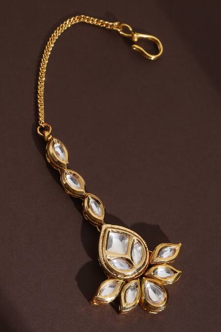 Swabhimann_Gold Plated Kundan Embellished Maangtikka _Online_at_Aza_Fashions