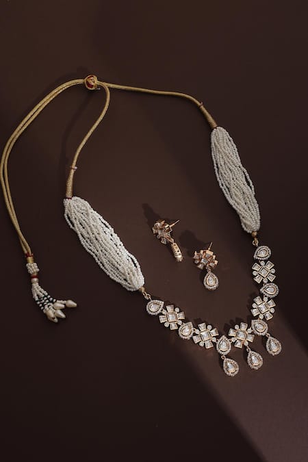 Swabhimann Floral Polki Multistrand Necklace Set 