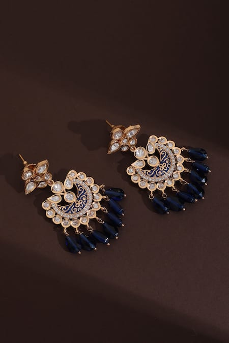 Shop_Swabhimann_Blue Polki Bead Drop Chandbalis _Online_at_Aza_Fashions