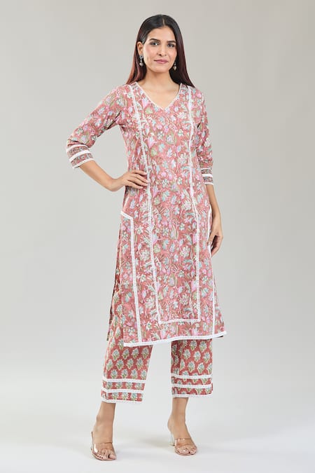 Samyukta Singhania Divena Blossom Handblock Print Kurta With Pant 