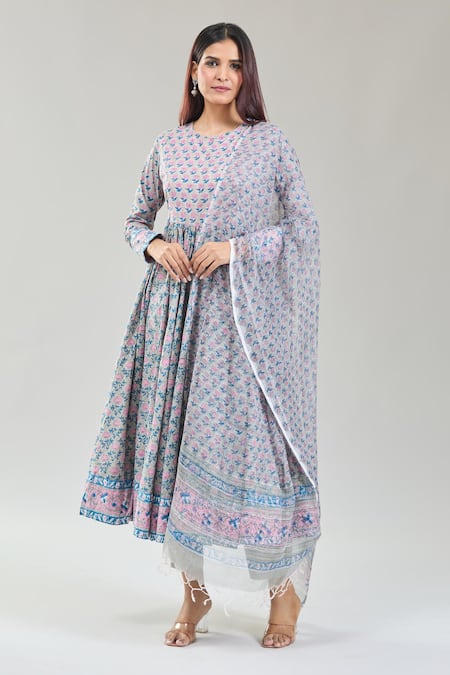 Samyukta Singhania Phool Handblock Print Anarkali Set 