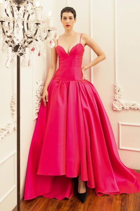 Gauri & Nainika Fuchsia Corseted Mermaid Gown 