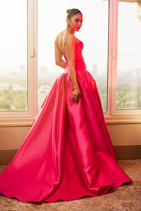 Gauri & Nainika Fuchsia Corseted Mermaid Gown 