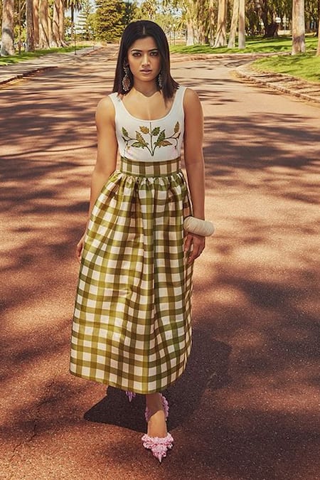 Gauri & Nainika Gingham Print Skirt 