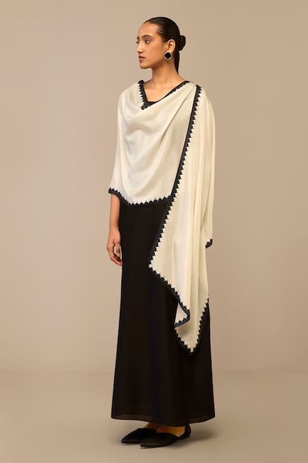 AMPM Ivory Minaret Patterned Border Scarf 