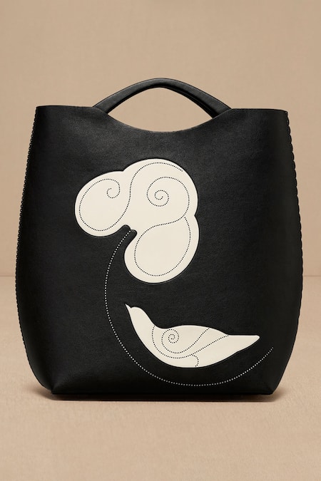 Buy Ampm Black Embroidery Inlay Work Tote Bag Online at Aza Fashions Buy_Ampm_Black Embroidery Inlay Work Tote Bag _Online_at_Aza_Fashions