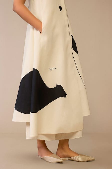 Buy Ampm Ivory Cotton, Linen Embroidery Asymmetric Cow Patterned Jacket And Palazzo Set Online at Aza Fashions Buy_Ampm_Ivory Cotton, Linen Embroidery Asymmetric Cow Patterned Jacket And Palazzo Set _Online_at_Aza_Fashions