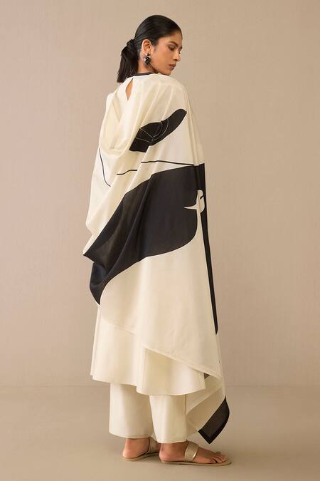 Buy Ampm Ivory Chanderi Embroidery Round Neck Kurta Palazzo Set Online at Aza Fashions Buy_Ampm_Ivory Chanderi Embroidery Round Neck Kurta Palazzo Set _Online_at_Aza_Fashions