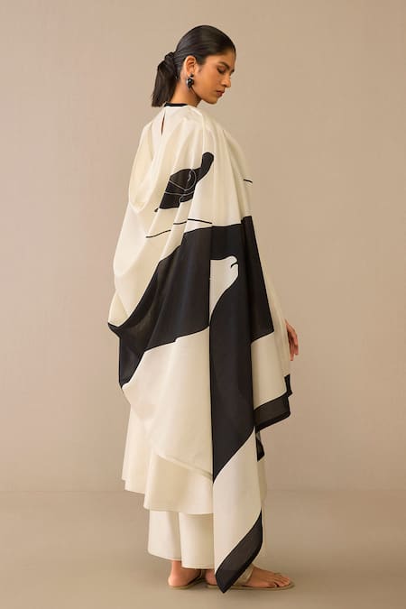 Shop Ampm Ivory Chanderi Embroidery Round Neck Kurta Palazzo Set at Aza Fashions Shop_Ampm_Ivory Chanderi Embroidery Round Neck Kurta Palazzo Set _at_Aza_Fashions