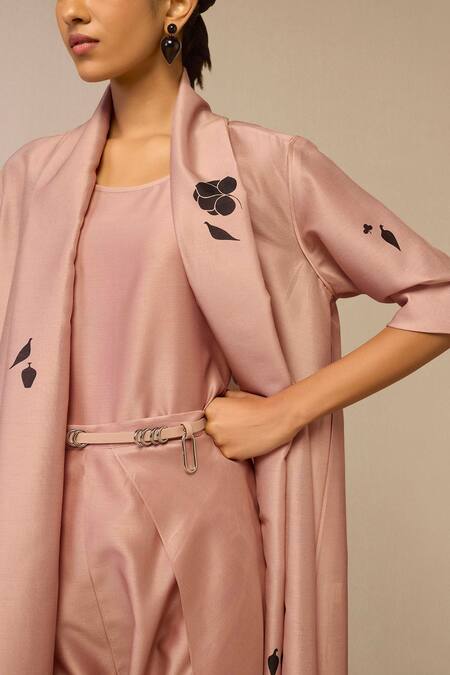 Ampm Pink Chanderi Embroidery Flower Scatter Cape Dhoti Pant Set Online at Aza Fashions Ampm_Pink Chanderi Embroidery Flower Scatter Cape Dhoti Pant Set _Online_at_Aza_Fashions