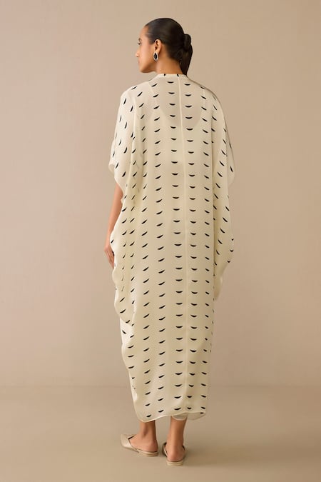 Shop Ampm Ivory Organza Crescent Pattern Cape Dhoti Pant Set at Aza Fashions Shop_Ampm_Ivory Organza Crescent Pattern Cape Dhoti Pant Set _at_Aza_Fashions