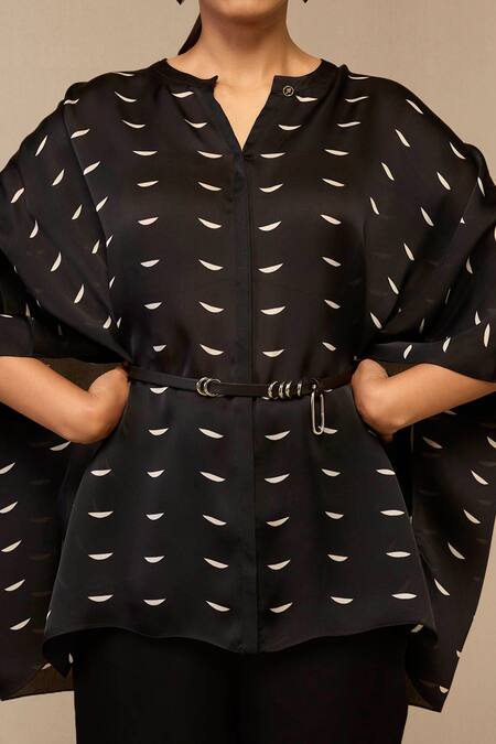 Buy Ampm Black Organza, Satin Embroidery Crescent Pattern Kaftan Shirt And Pant Set Online at Aza Fashions Buy_Ampm_Black Organza, Satin Embroidery Crescent Pattern Kaftan Shirt And Pant Set _Online_at_Aza_Fashions