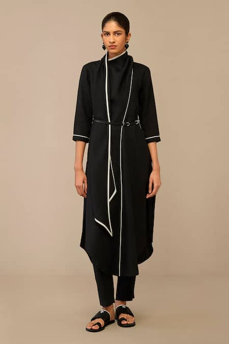 AMPM Black Draped Collar Tunic & Pant Set 