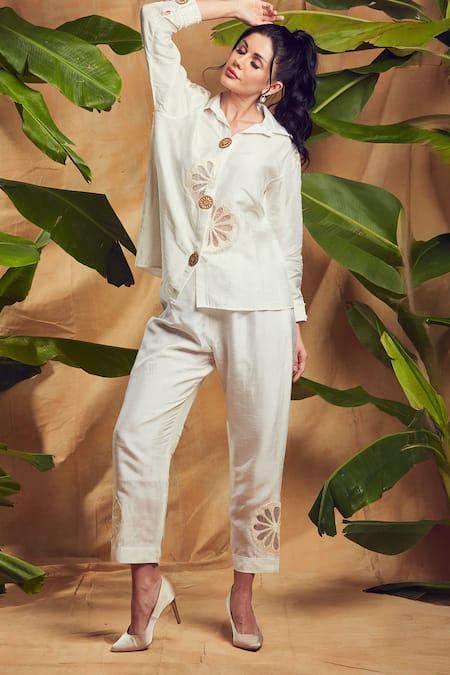 Shagun Nagi The Label Flower Cutwork Shirt & Pant Set 
