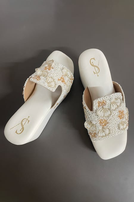 House Of Dhwni Singhvi Swan Crystal Embellished Wedges 