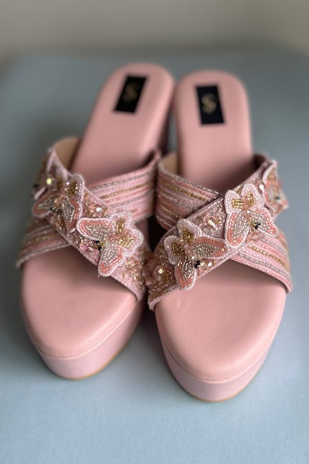 House Of Dhwni Singhvi 3D Butterfly Embellished Wedges 