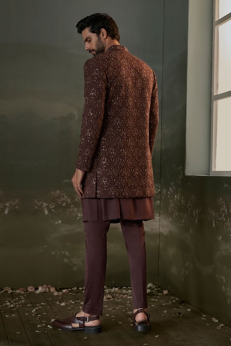 Nitika Gujral Tonal Resham Embroidered Sherwani Jacket Set 