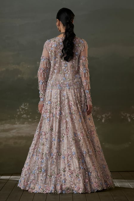 Nitika Gujral 3D Bloom Sequin Embellished Jacket & Lehenga Set 