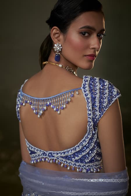 Shop Nitika Gujral Blue Net, Satin Sequins, Crystals, Pearls, Beads Round Embroidered Lehenga Set at Aza Fashions Shop_Nitika Gujral_Blue Net, Satin Sequins, Crystals, Pearls, Beads Round Embroidered Lehenga Set _at_Aza_Fashions