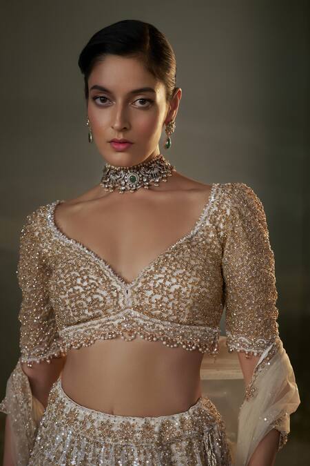 Buy Nitika Gujral Gold Satin, Net Pearls, Sequins, Crystals, Beads, Gulshan Bridal Lehenga Set Online at Aza Fashions Buy_Nitika Gujral_Gold Satin, Net Pearls, Sequins, Crystals, Beads, Gulshan Bridal Lehenga Set _Online_at_Aza_Fashions