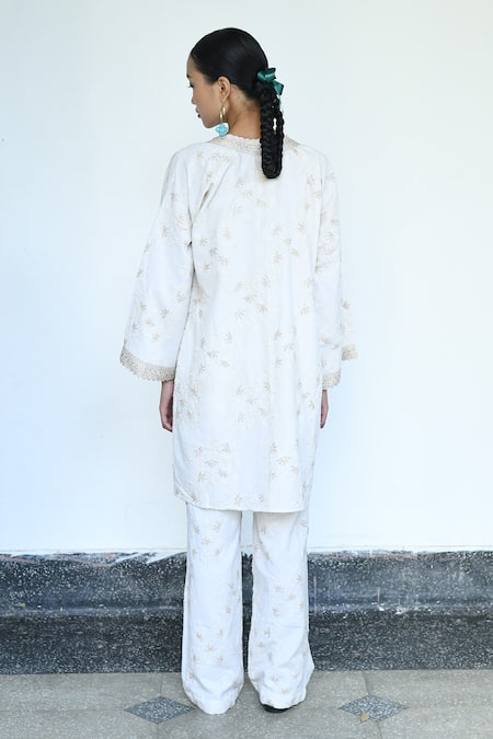 LAHARIO Floral Embroidered Shrug Pant Set 