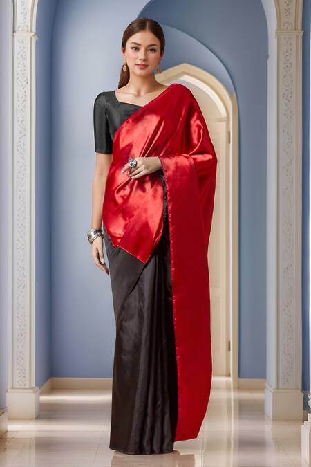 Shop Samyukta Singhania Black Silk Polo Collar Half Sleeve Blouse Online at Aza Fashions Shop_Samyukta Singhania_Black Silk Polo Collar Half Sleeve Blouse_Online_at_Aza_Fashions