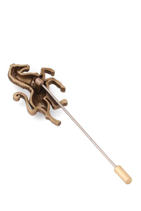 Cosa Nostraa_Gold Gallant Stallion Lapel Pin _Online_at_Aza_Fashions