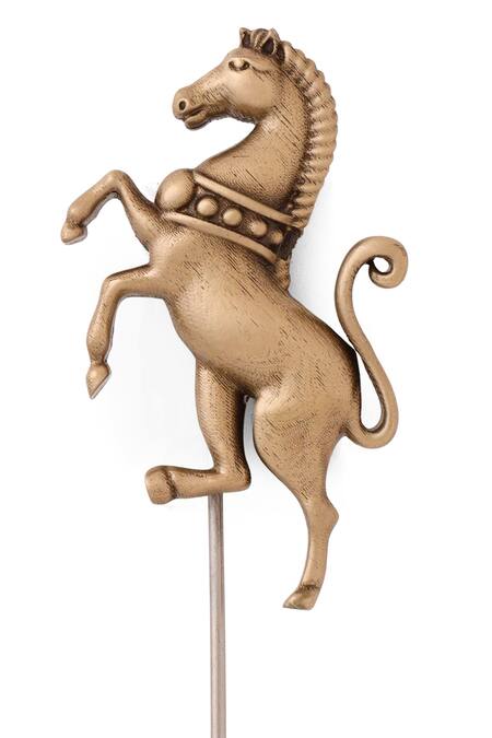 Cosa Nostraa_Gold Gallant Stallion Lapel Pin _at_Aza_Fashions
