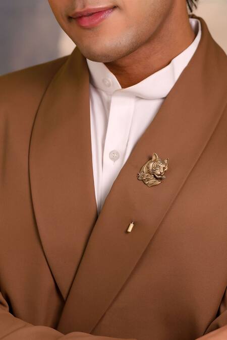 Buy_Cosa Nostraa_Gold Antique Tiger Emblem Lapel Pin 