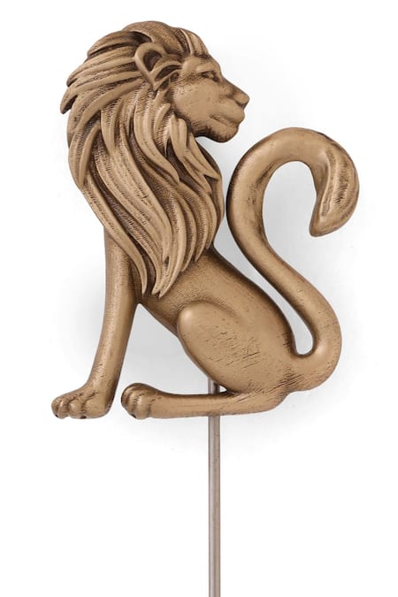 Cosa Nostraa_Gold Antique Lion Lapel Pin _at_Aza_Fashions