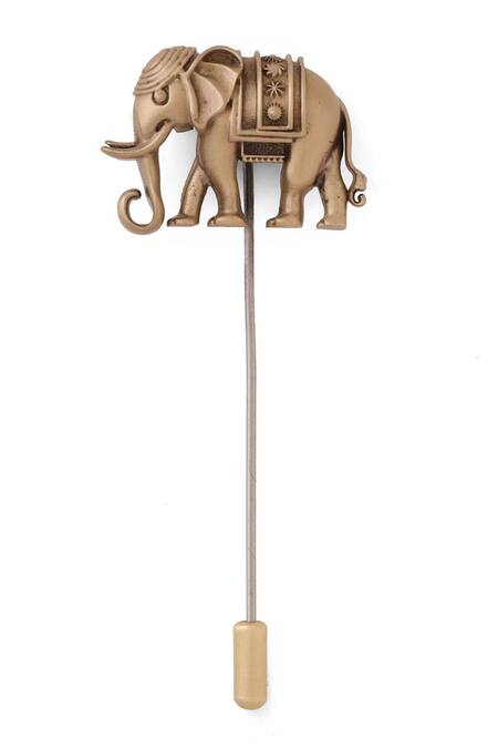 Cosa Nostraa Gold Heritage Elephant Lapel Pin Online at Aza Fashions Cosa Nostraa_Gold Heritage Elephant Lapel Pin _Online_at_Aza_Fashions