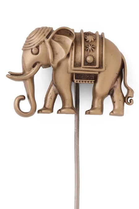 Cosa Nostraa Gold Heritage Elephant Lapel Pin at Aza Fashions Cosa Nostraa_Gold Heritage Elephant Lapel Pin _at_Aza_Fashions