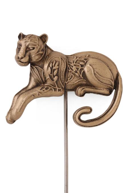 Cosa Nostraa_Gold Antique Panther Elan Lapel Pin _at_Aza_Fashions