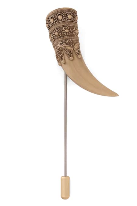 Cosa Nostraa_Gold Tusken Elegance Designer Lapel Pin _Online_at_Aza_Fashions