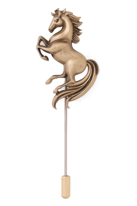 Shop_Cosa Nostraa_Gold Eponas Grace Designer Lapel Pin _Online_at_Aza_Fashions