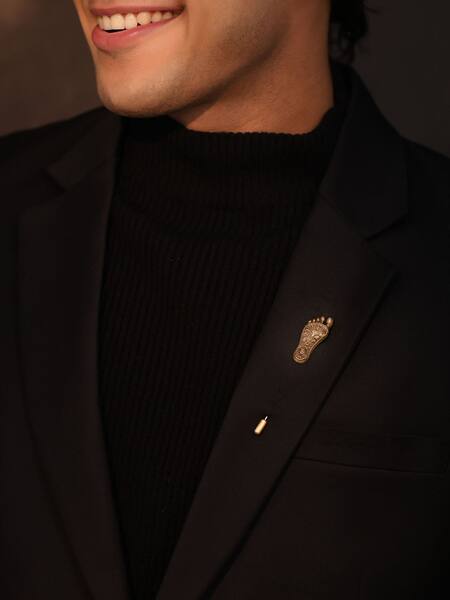 Cosa Nostraa_Gold Antique Sacred Step Lapel Pin _Online_at_Aza_Fashions