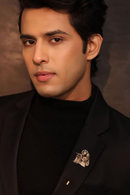 Cosa Nostraa Antique Gold Radha Krishna Lapel Pin 