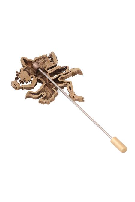 Buy_Cosa Nostraa_Gold Antique Ananda Tandava Lapel Pin _Online_at_Aza_Fashions