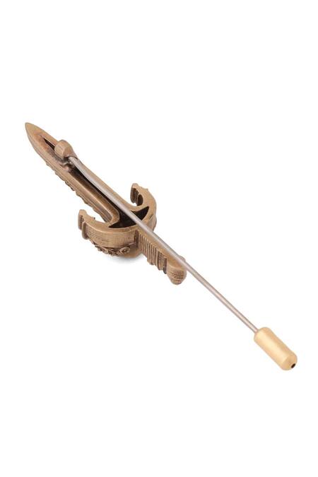 Buy_Cosa Nostraa_Gold Antique Blade Of Valor Lapel Pin _Online_at_Aza_Fashions