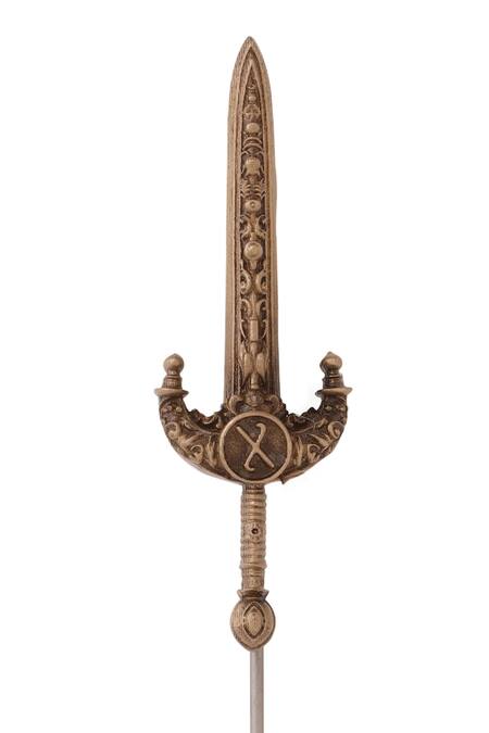 Shop_Cosa Nostraa_Gold Antique Blade Of Valor Lapel Pin _Online_at_Aza_Fashions